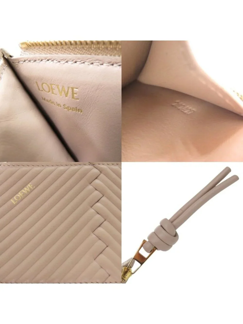 Loewe Knot Fragment Case Coin Leather Beige